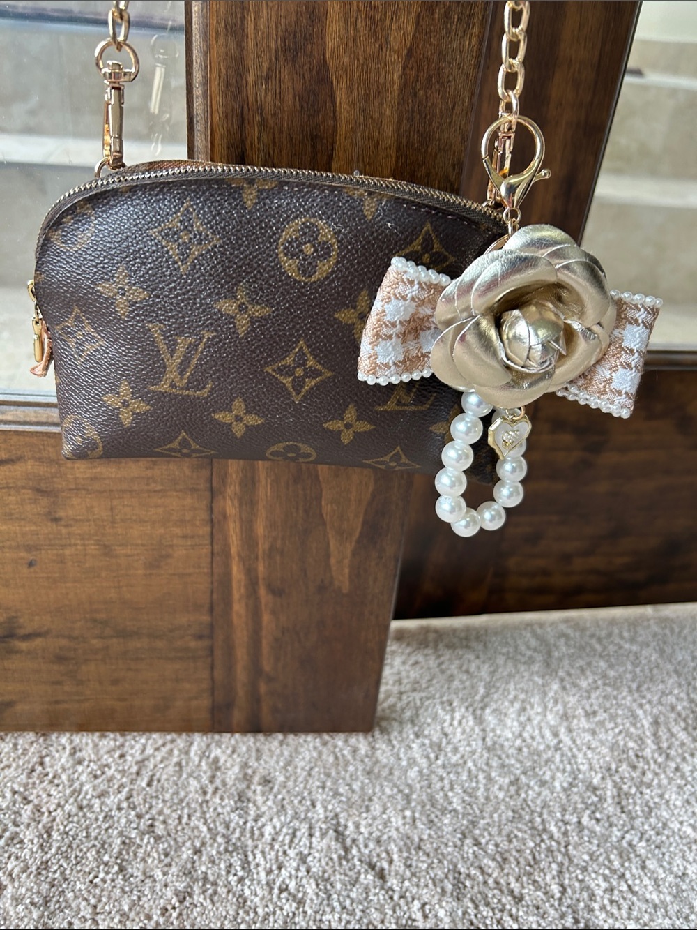 Louis Vuitton Monogram Mini Pochette with Pearl Flower Charm - Picture 2 of 16